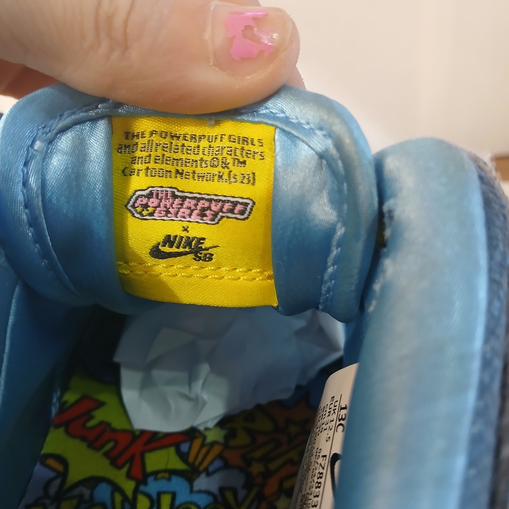 Nike SB Powerpuff Girls Bubbles Blue Dunks Kids Size 13c - Picture 12 of 16